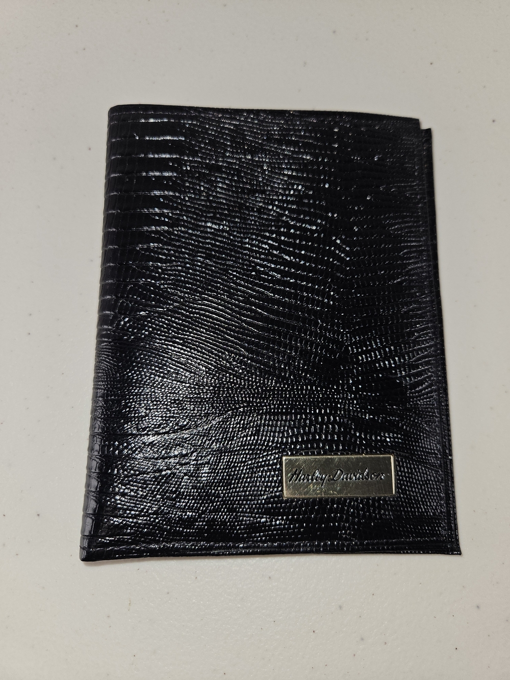Harley-Davidson Black Bi-fold Textured Leather Passport Wallet